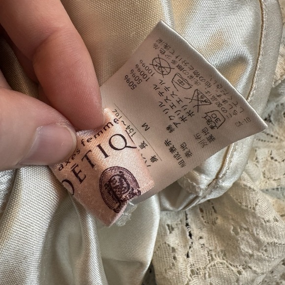 Axes Femme Cream Lace Dress – Layered Hem, square Neck Tie Waist Mori Girl - Picture 7 of 10